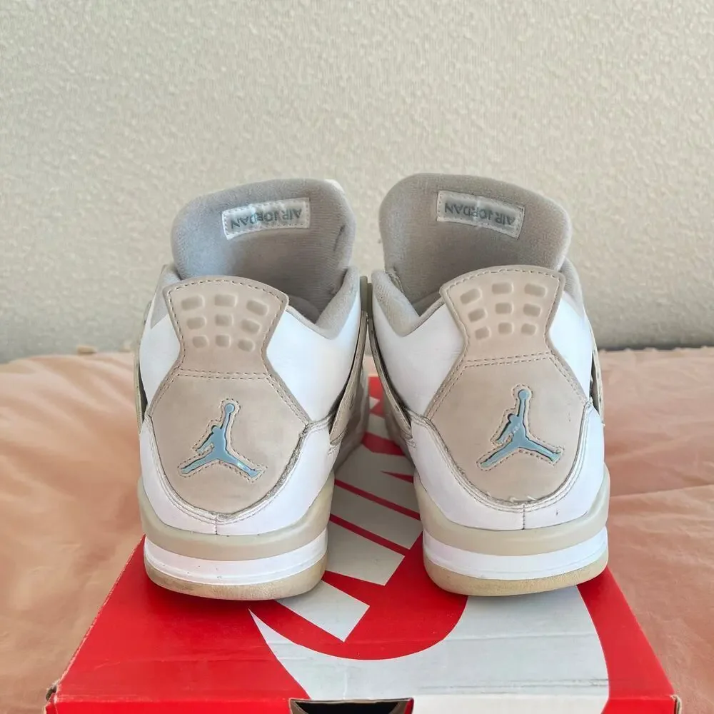 Nike Air Jordan 4 Retro Shoes Size 7Y 2017 Linen white/tan